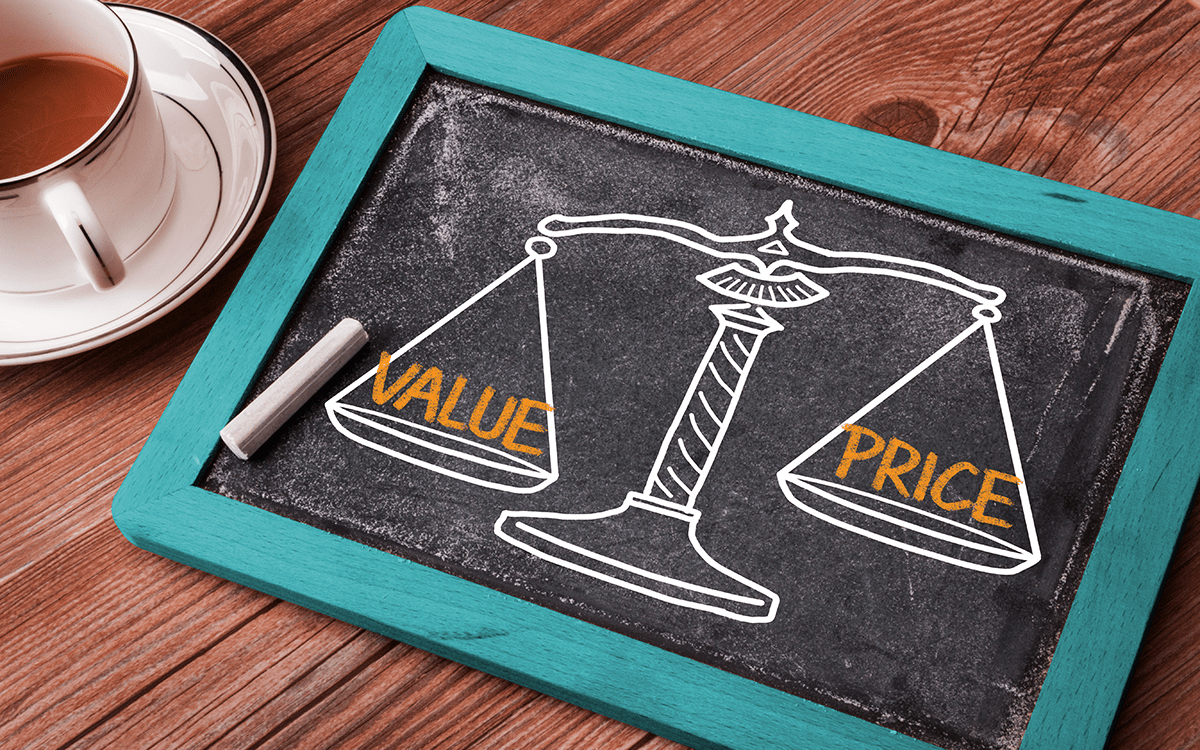 Scale weighing value more than price