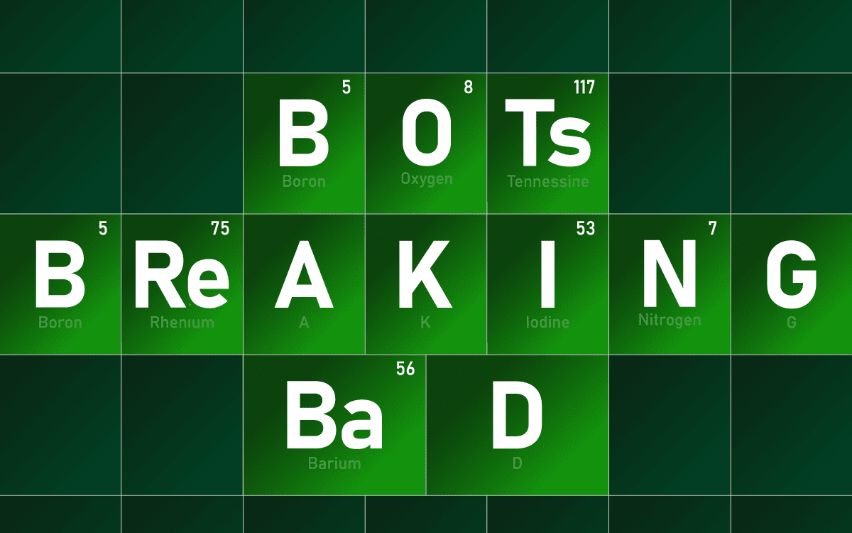Periodic table elements spelling out Bot Breaking Bad