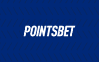 Navy blue background with faded slants white PointsBet logo center in the image
