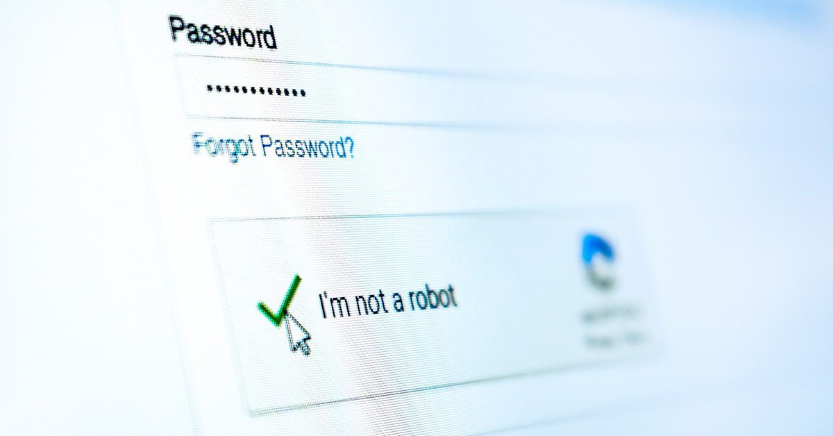 Clicking a CAPTCHA to prove that a person is not a robot