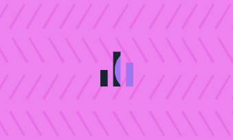 Pink background with bar graph icon