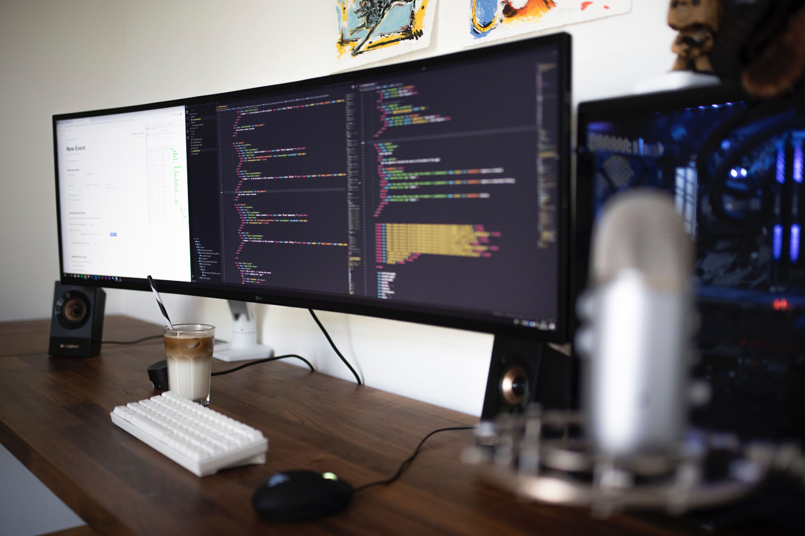 computer screen with code 