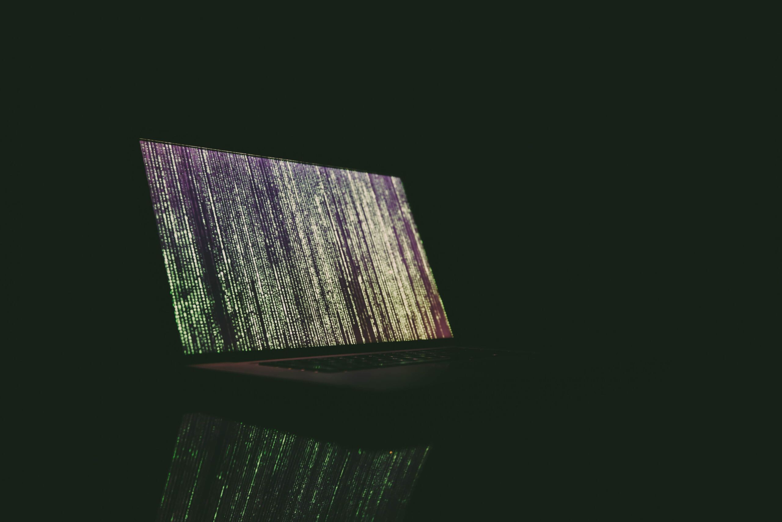 illuminated code at computer 