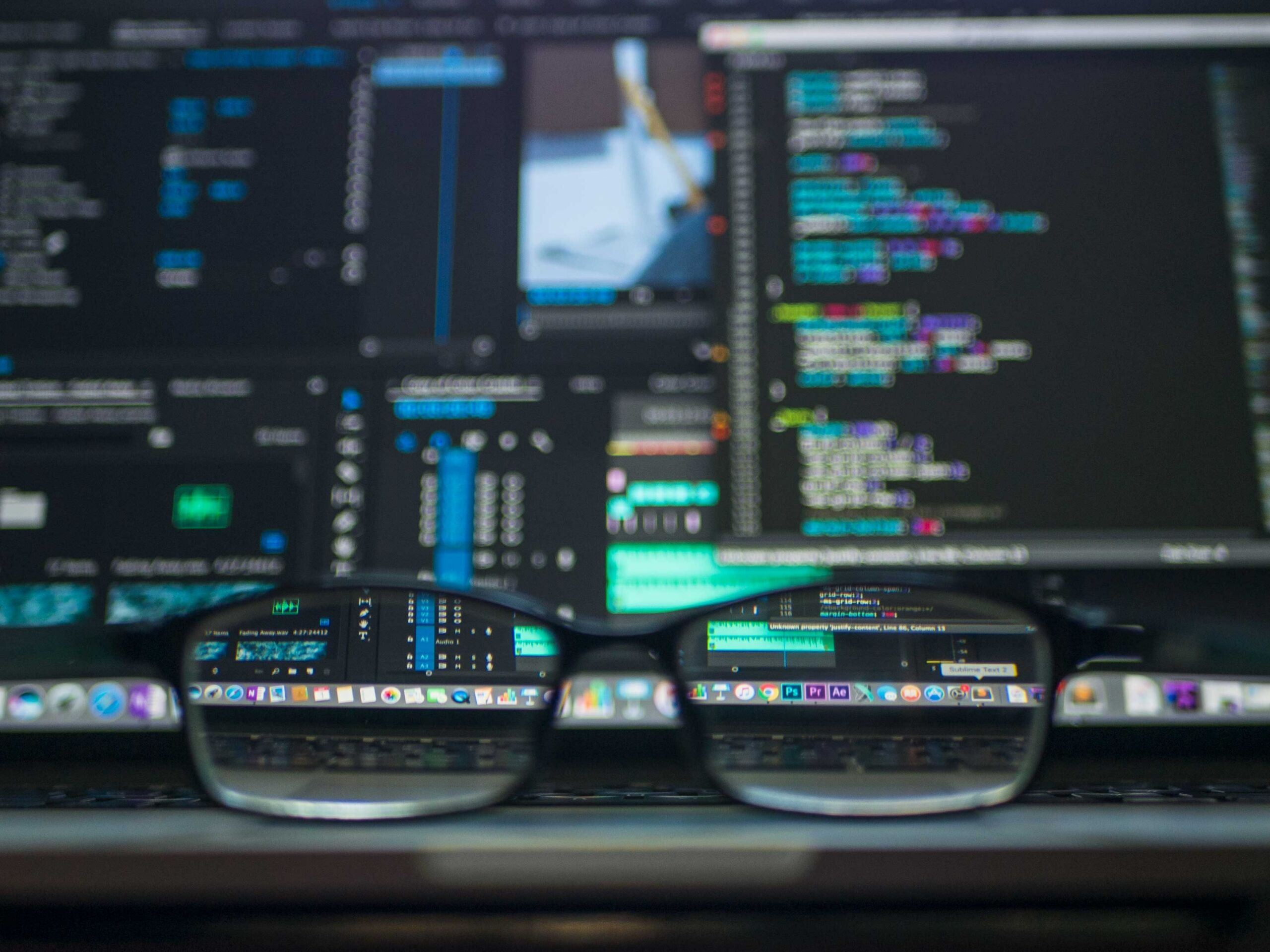 glasses in front of coded computer