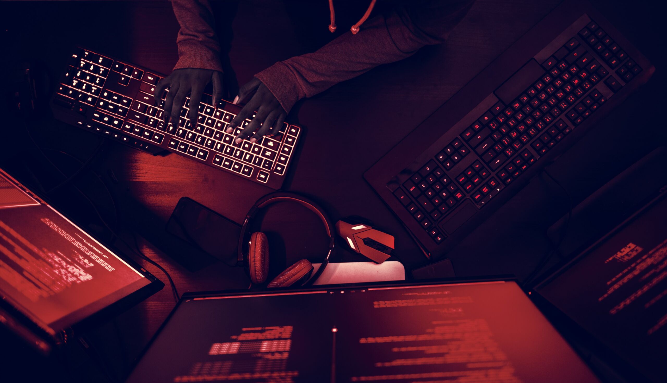 hackers working on computer cyber crime 