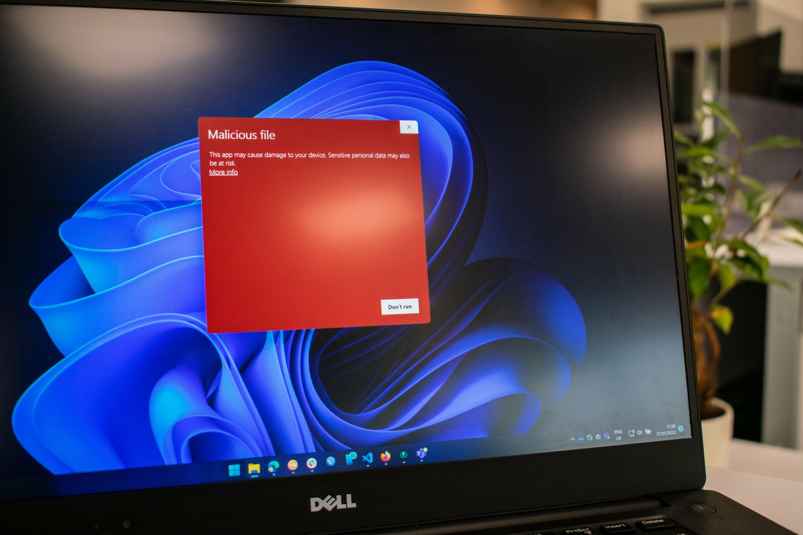malicious content pop up on laptop screen 
