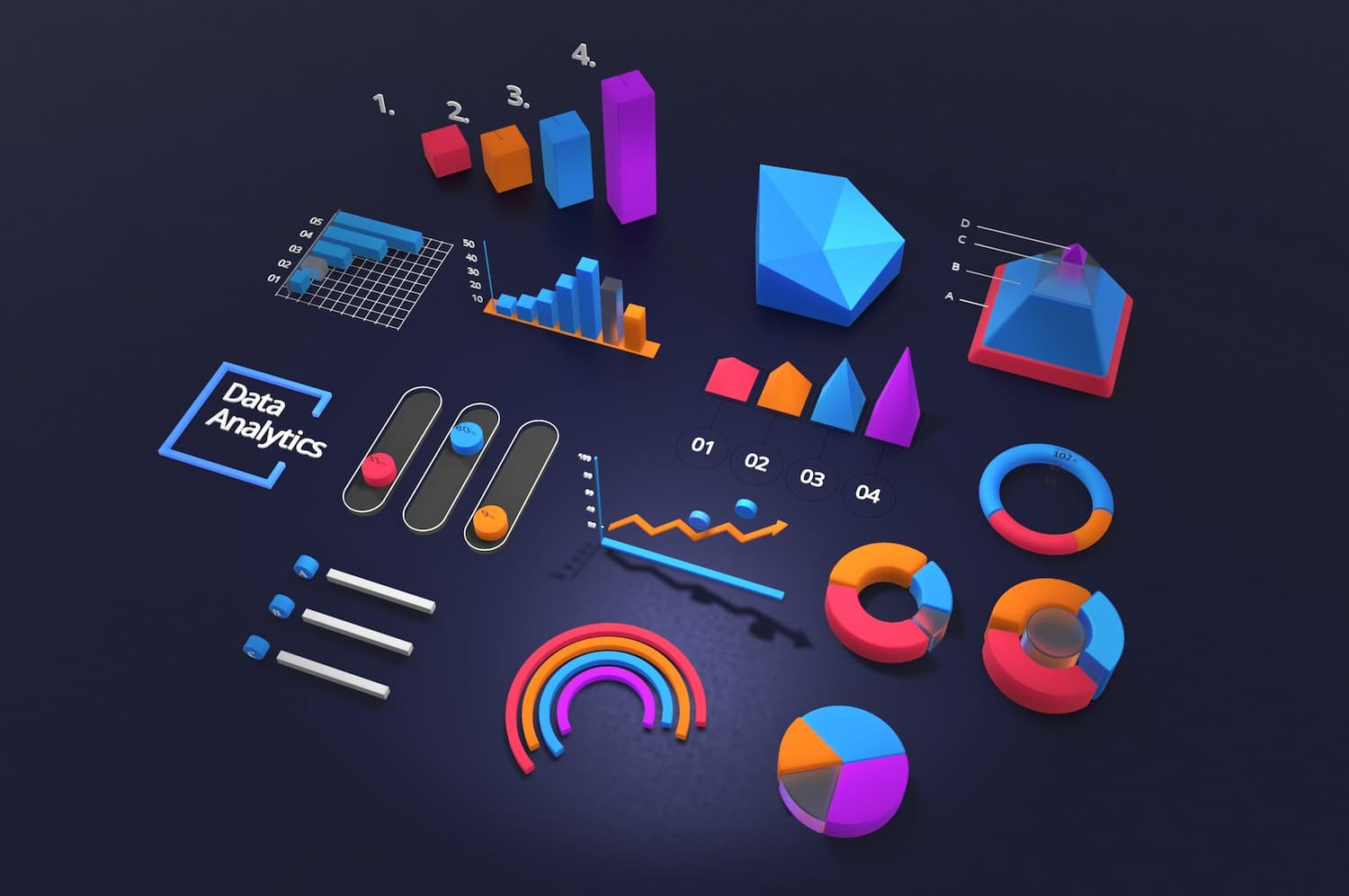 data analytics multi colored icons 
