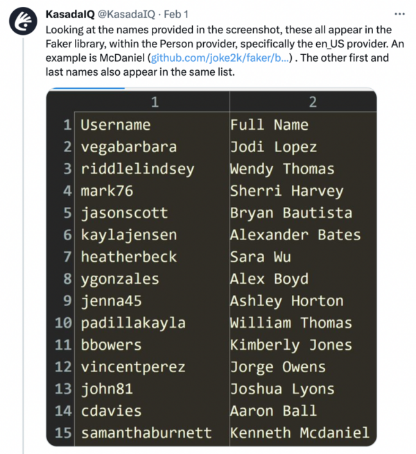 A screenshot showing a list of names.