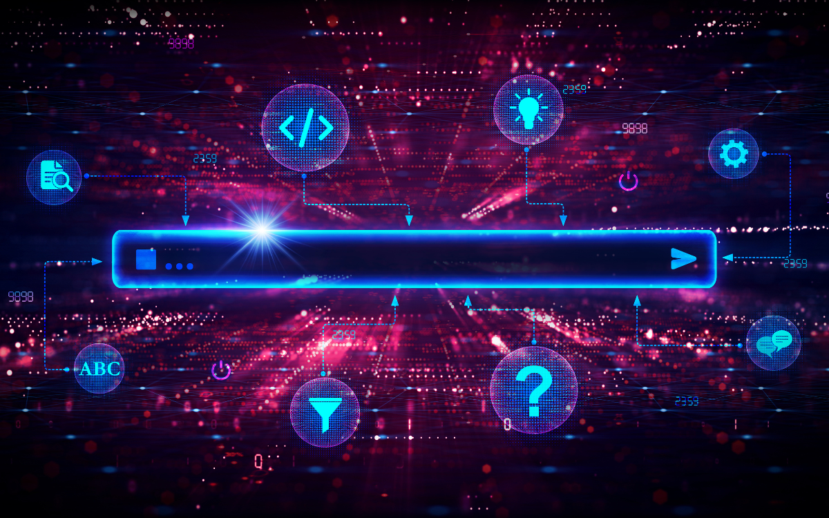 Futuristic digital interface with a glowing loading bar and various account takeover icons against a dynamic red digital background.