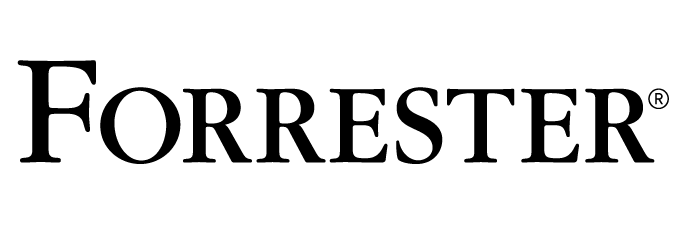 The image shows the Forrester logo, with the company's name in black, serif letters on a white background.