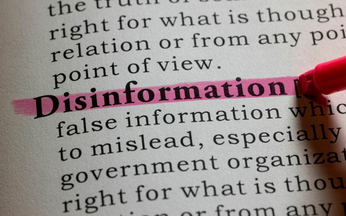 Word disinformation highlighted in pink