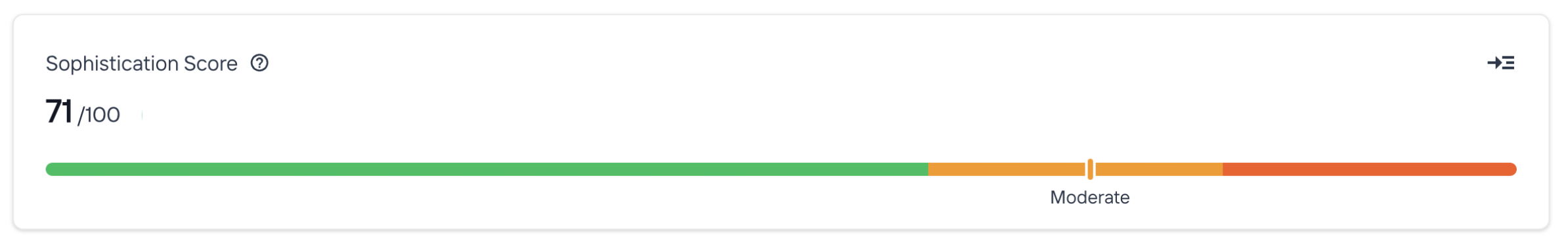 Example of a U.S. retailer's bot sophistication score using Kasada to protect against bots