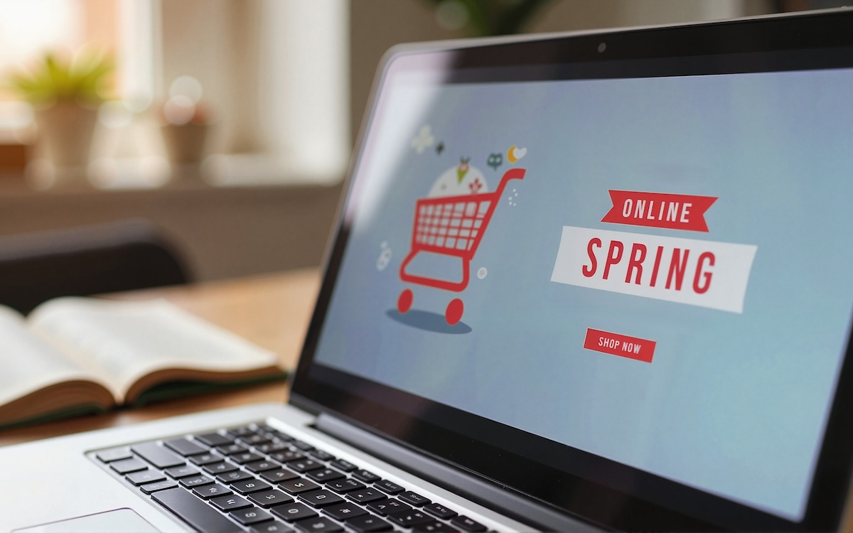 image of a laptop with a spring sale to show how Kasada bot mitigation can protect your website and retail sales