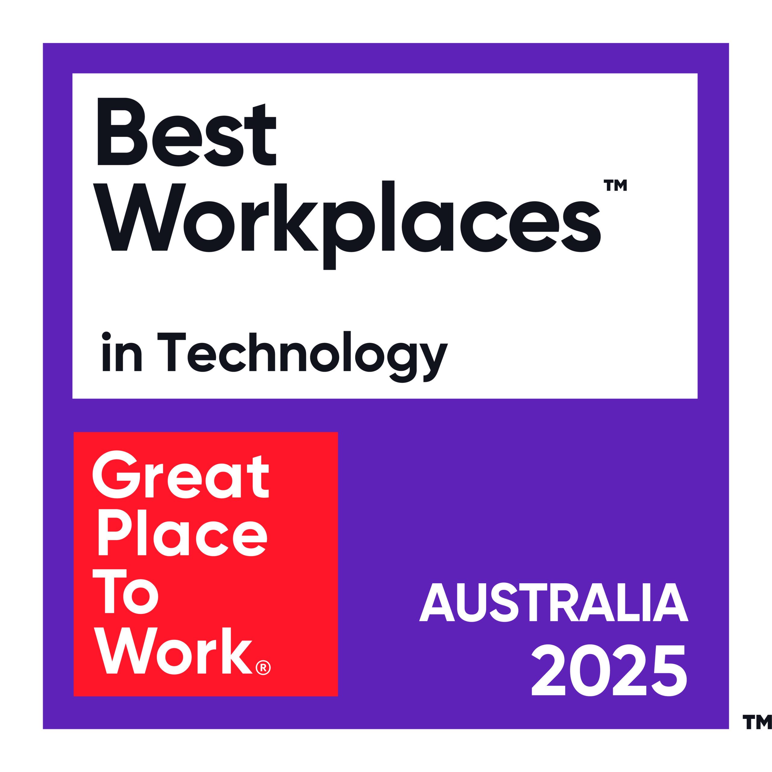 gptw_2025 Australia Category Badges_Best Workplaces in Techology_Colored Best Workplaces in Techbology by Great Place to Work 2025 badge