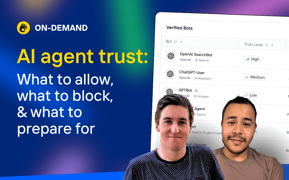 AI Agent Trust webinar title with featured product photo