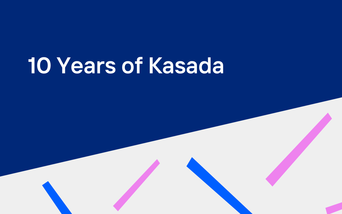 navy blue image with white text 10 years of Kasada